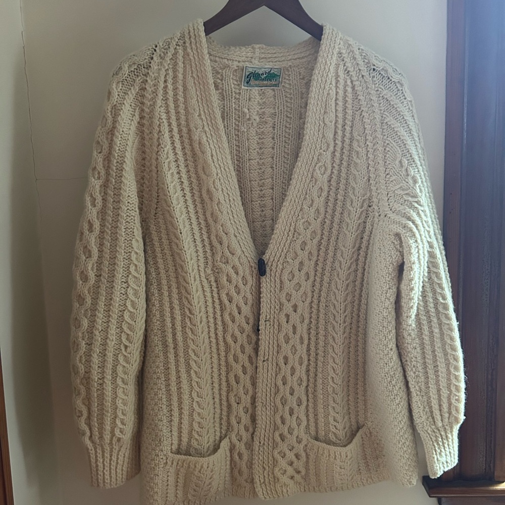 Gleaned Hand Knits Cream Cable Knit Cardigan